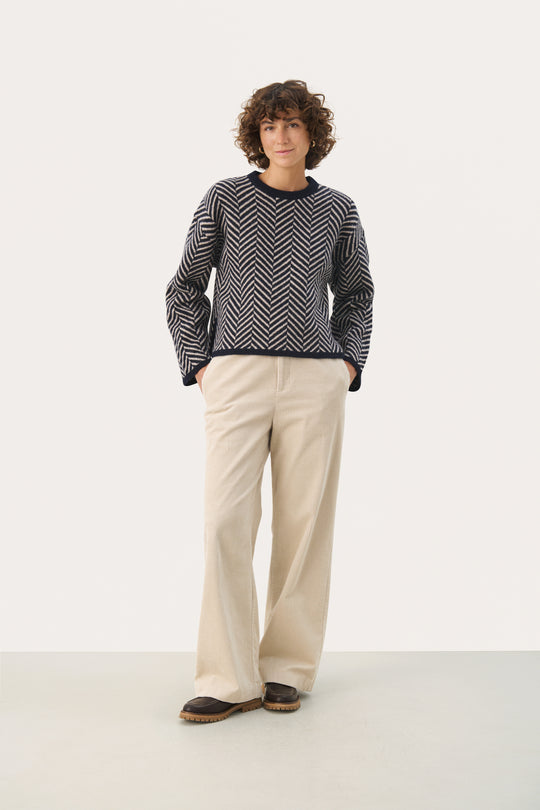 Part Two LeslyPW Pullover Navy Jacquard