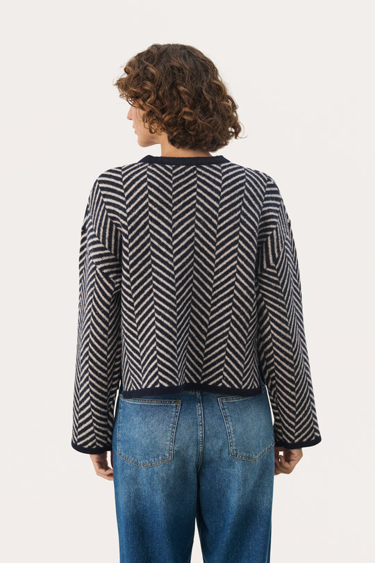 Part Two LeslyPW Pullover Navy Jacquard