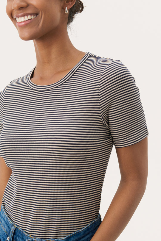 Part Two NikouPW Top French Oak and Navy Stripe