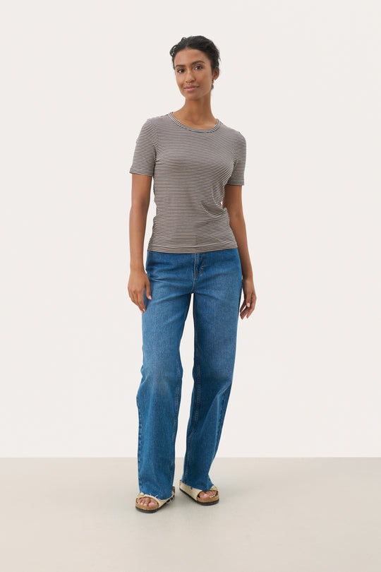 Part Two NikouPW Top French Oak and Navy Stripe