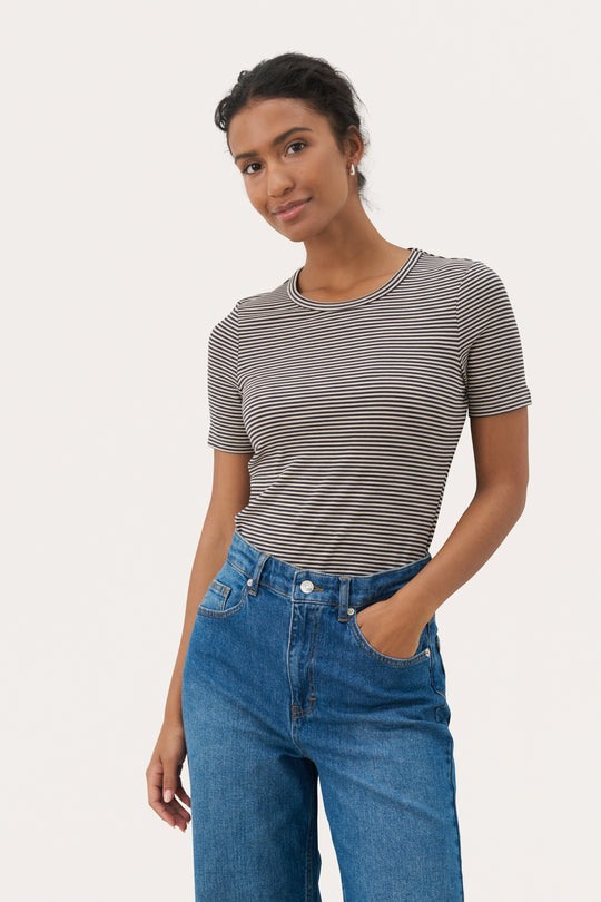 Part Two NikouPW Top French Oak and Navy Stripe