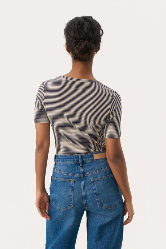 Part Two NikouPW Top French Oak and Navy Stripe