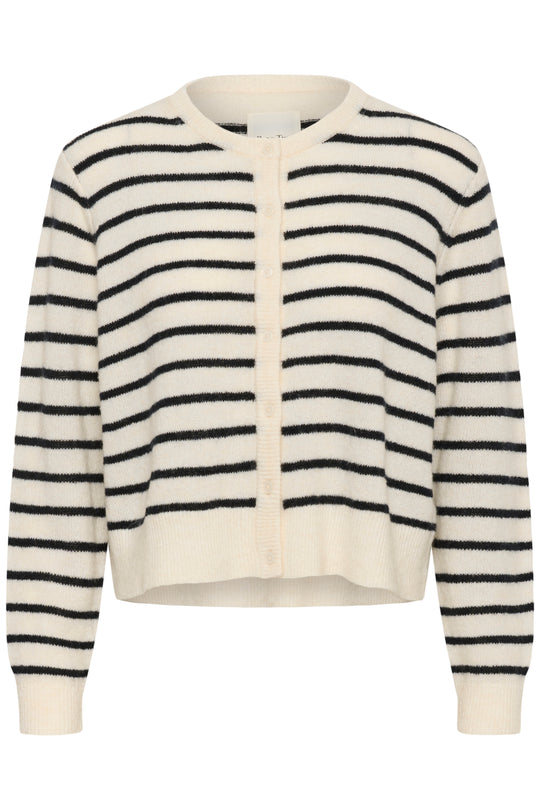 Part Two LinikaPW Cardigan Eggnog/Navy Stripe