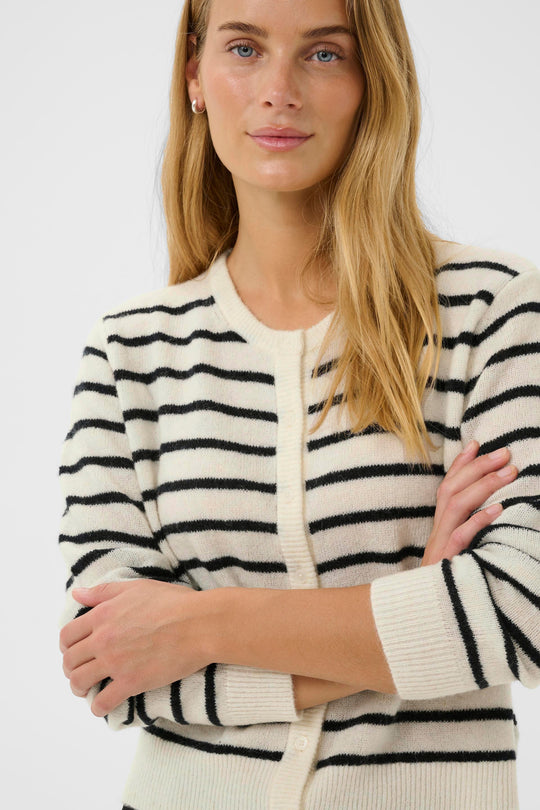 Part Two LinikaPW Cardigan Eggnog/Navy Stripe