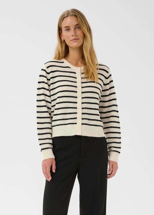 Part Two LinikaPW Cardigan Eggnog/Navy Stripe