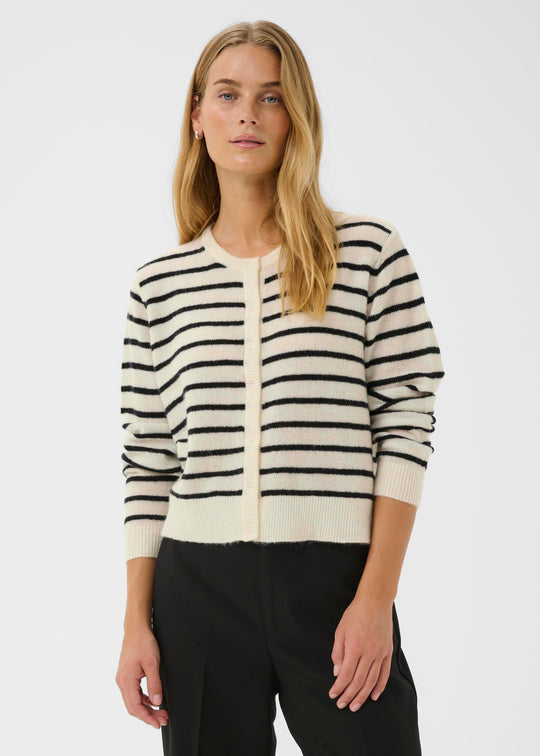 Part Two LinikaPW Cardigan Eggnog/Navy Stripe
