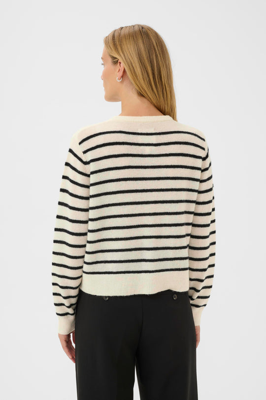 Part Two LinikaPW Cardigan Eggnog/Navy Stripe