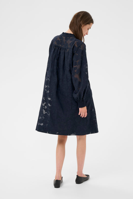 Part Two ZayaPW Dress Dark Navy Blurred Flower
