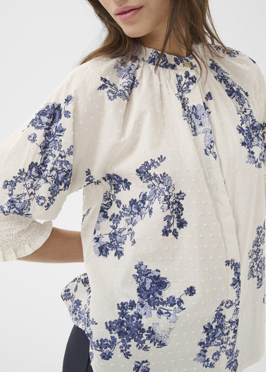 Part Two AlmerasPW Shirt Blue Shadow Flower Print