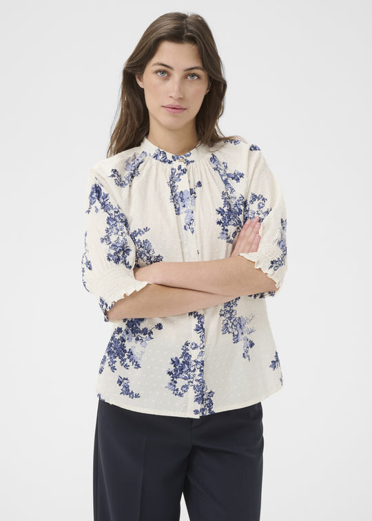 Part Two AlmerasPW Shirt Blue Shadow Flower Print