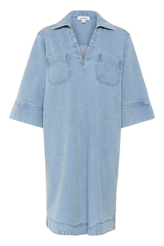 Soaked SLAnnabeth Casual Dress SS Light Blue Denim
