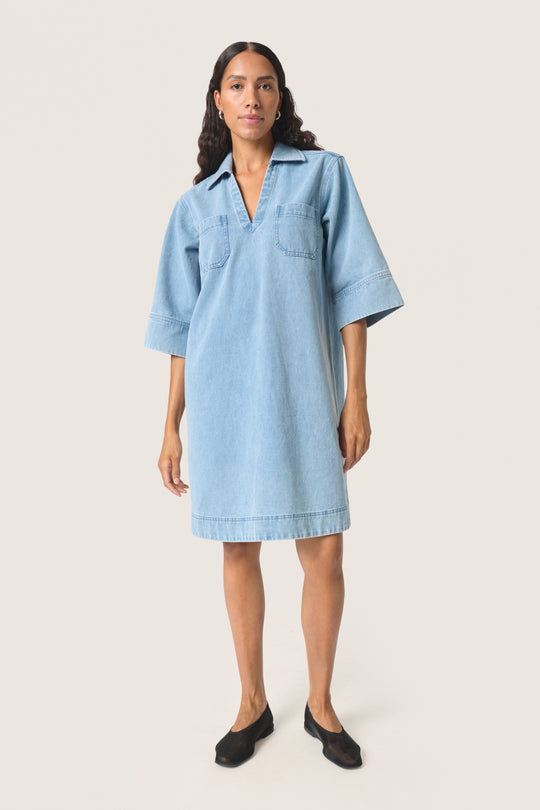 Soaked SLAnnabeth Casual Dress SS Light Blue Denim
