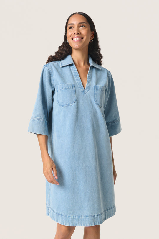Soaked SLAnnabeth Casual Dress SS Light Blue Denim