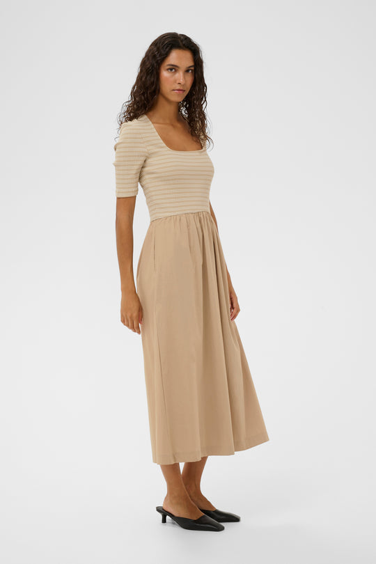 Soaked in Luxury SLSimone Striped Dress SS white pepper