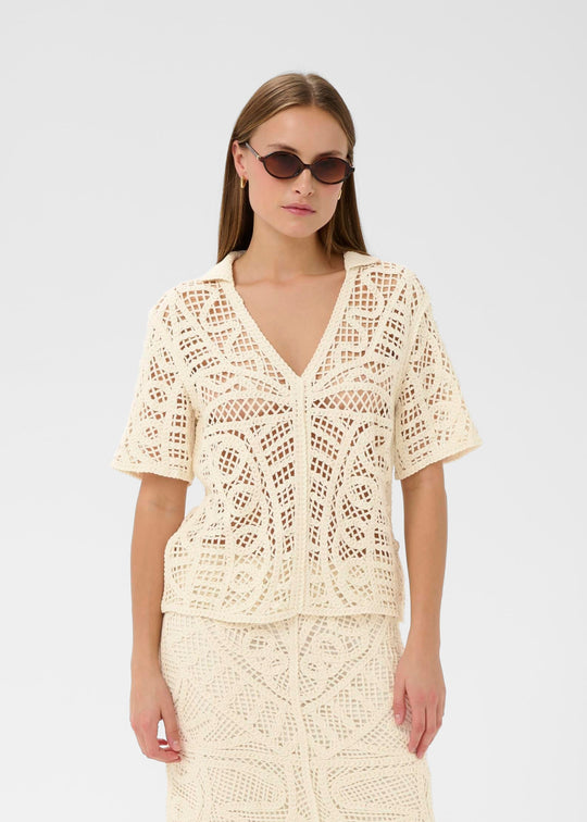 Soaked in Luxury SLAnamy Polo Blouse Turtledove
