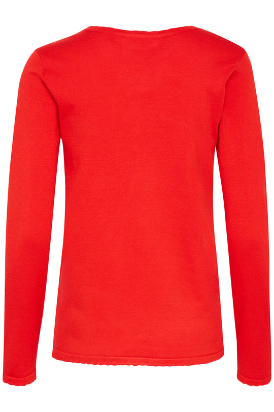 Saint Tropez MilaSZ LS v-neck Pullover Flame Scarlet