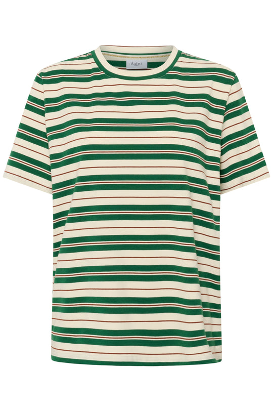 Saint Tropez Mhersz Tshirt Green multi stripe