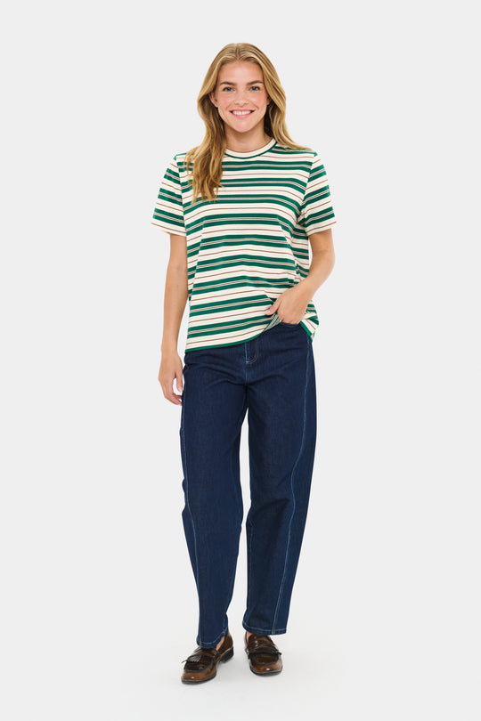 Saint Tropez Mhersz Tshirt Green multi stripe