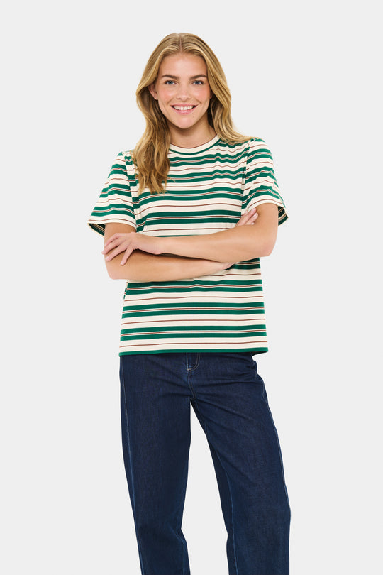 Saint Tropez Mhersz Tshirt Green multi stripe