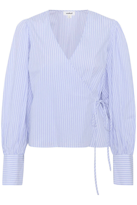 Soaked SLOriana Wrap Blouse White and blue stripes