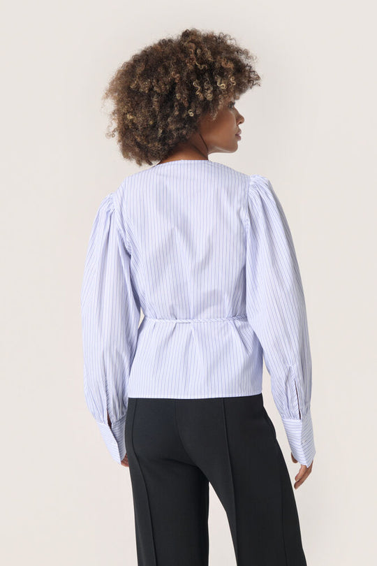 Soaked SLOriana Wrap Blouse White and blue stripes