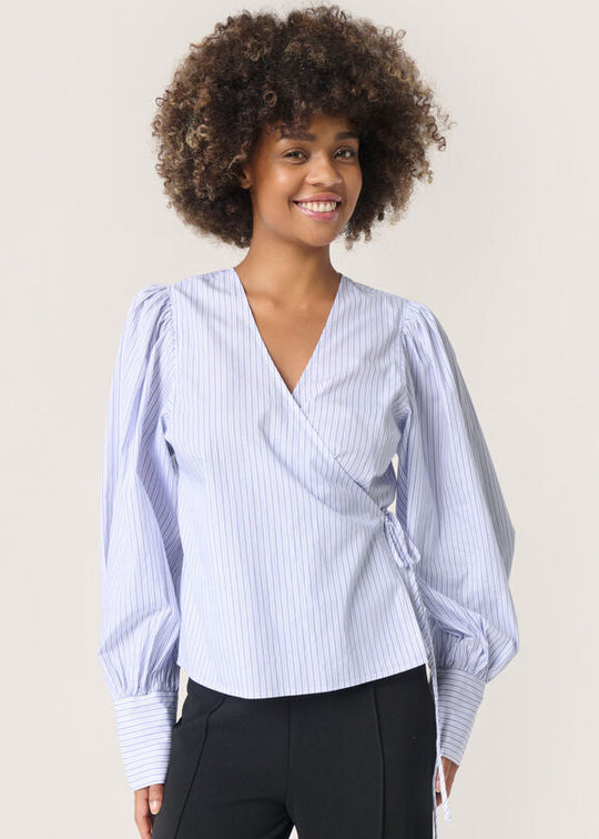 Soaked SLOriana Wrap Blouse White and blue stripes
