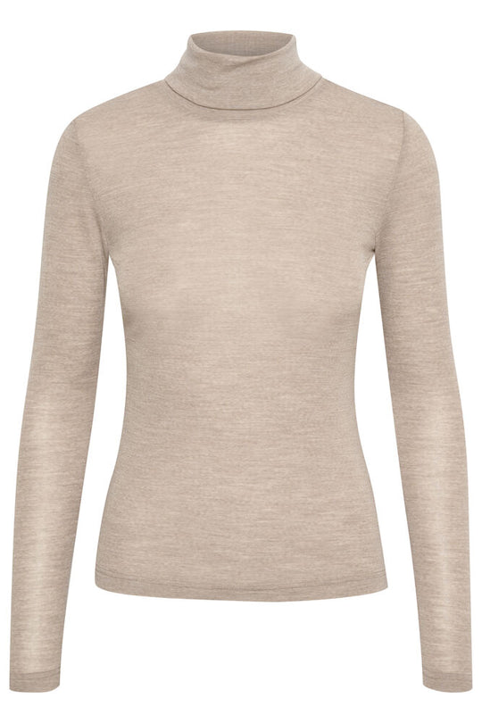 Gestuz NiniaGZ wool rollneck Long sleeved T-shirt Sand Melange