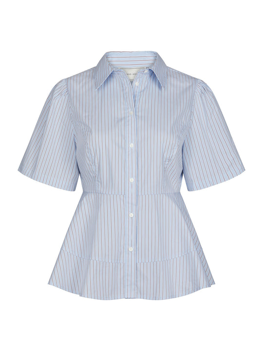 Neo Noir Janelle Stripe Shirt Blue/Brown Stripe