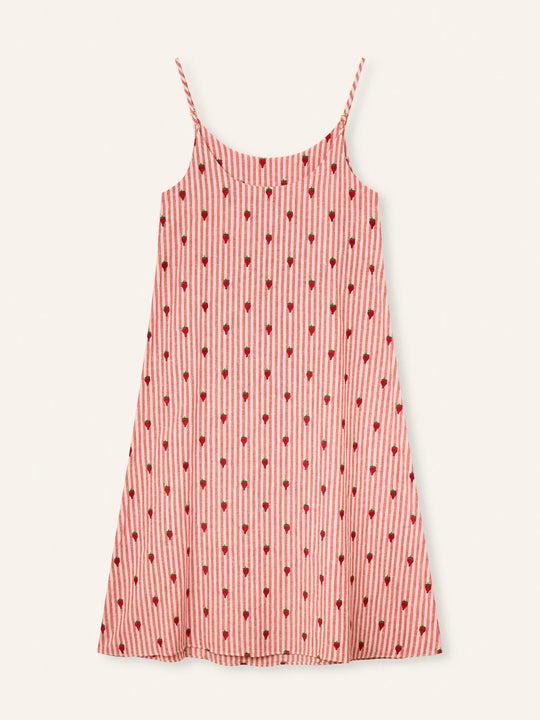 Helmstedt Leva Dress Red Stripe w Strawberry Emb