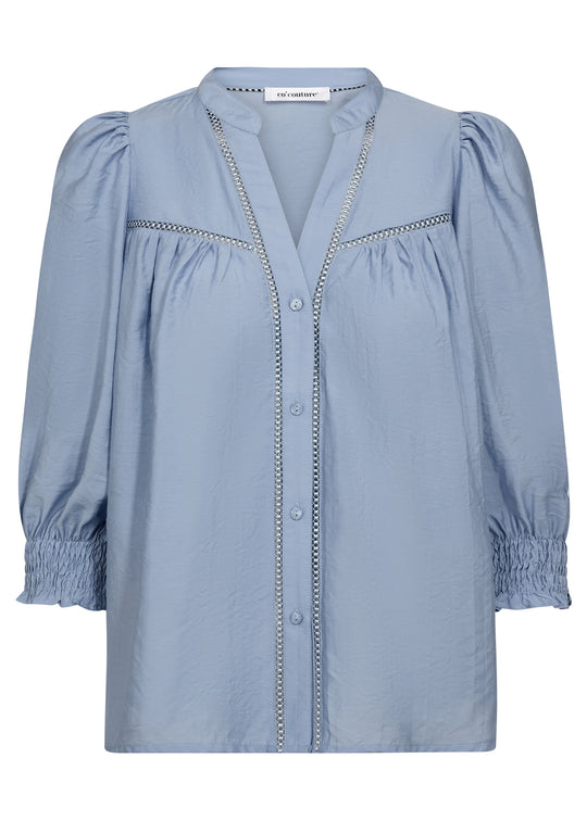 Pre-order uge 31. Co´Couture CallumCC Lace Puff V-Shirt Pale Blue
