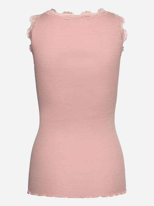 Rosemunde Babette Silk SL U-neck Long Lace Top Rose Smoke