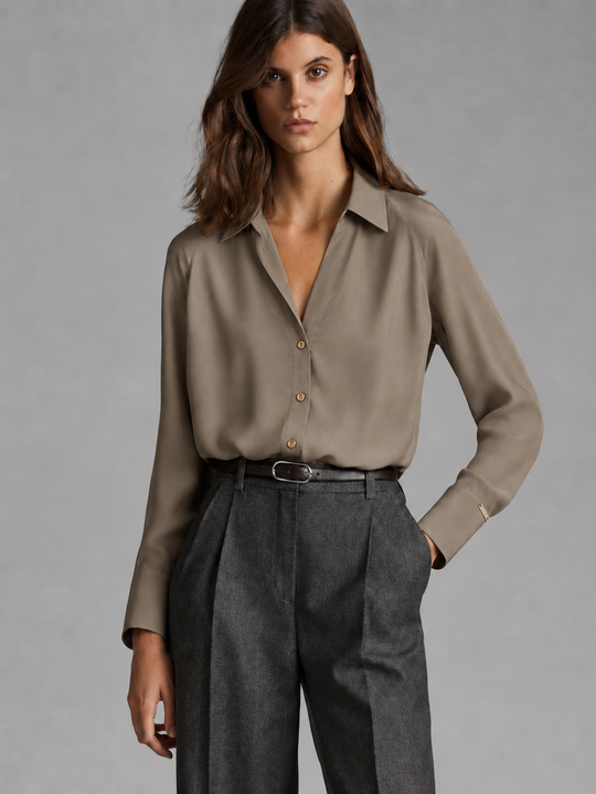 Pieszak PD-Percy Silk Shirt lead brown