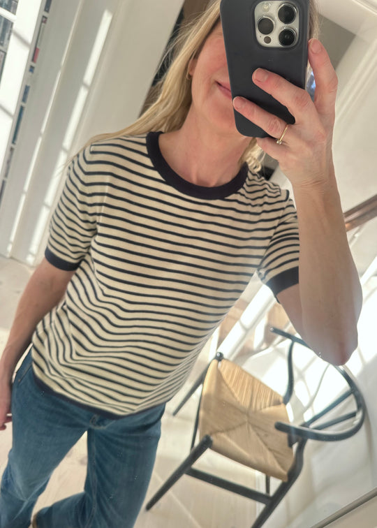 La Rouge Sailor Knit S/S Offwhite/navy stripe