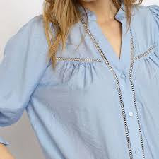 Pre-order uge 31. Co´Couture CallumCC Lace Puff V-Shirt Pale Blue