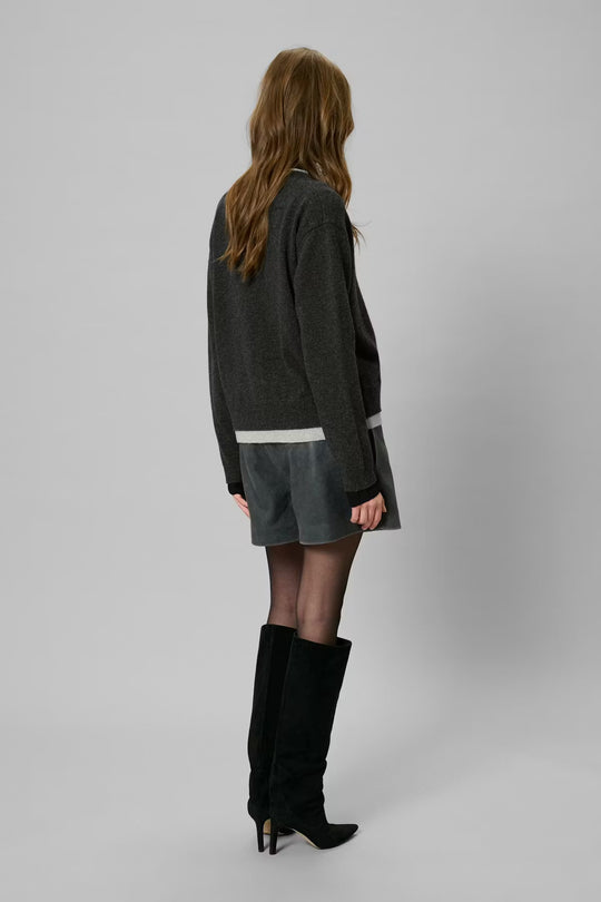 My Essential Wardrobe MWTracy Knit Cardigan Dark Grey Melange