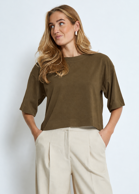Minus MSGamma Cropped GOTS T-shirt Beech Green