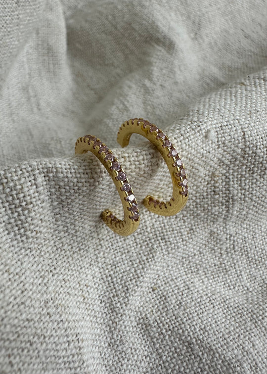 Sui Ava Eline Small Hoops Gold Pink