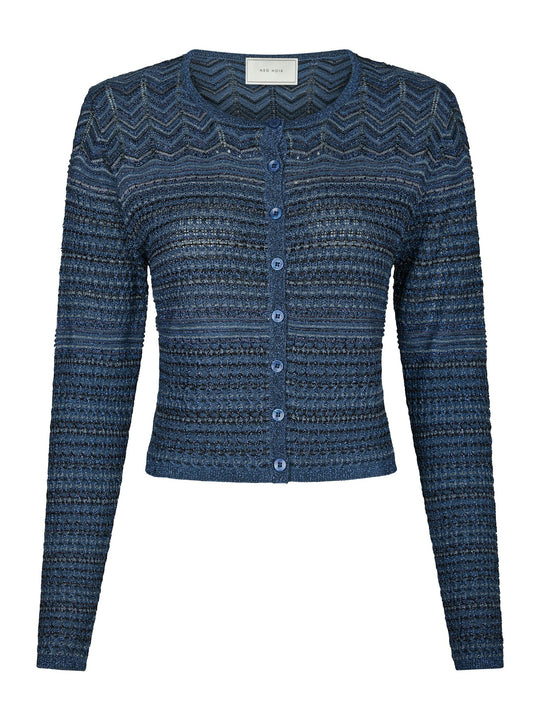 Neo Noir Gini Chevron Knit Cardigan Navy