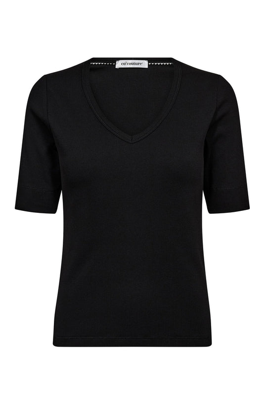 Co’Couture 43018 Grannycc Rib Ss V-Tee Black