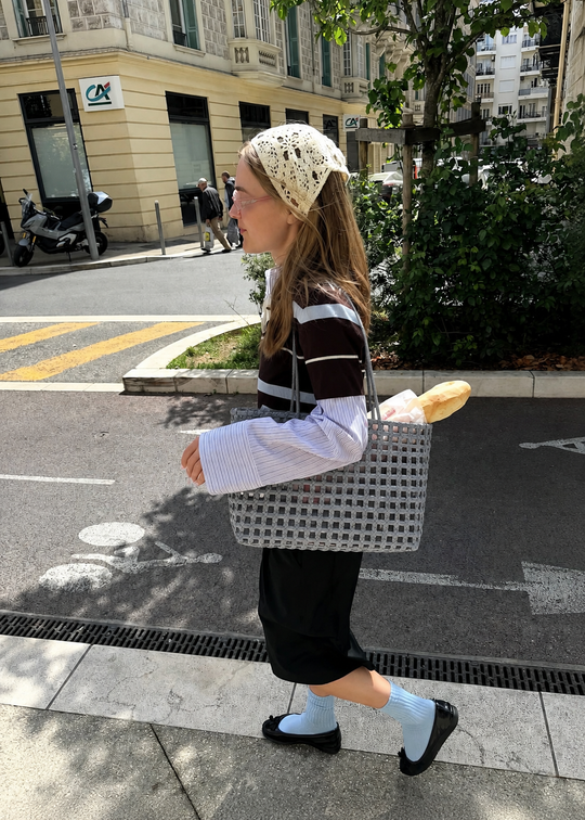 Sui Ava Kaya Woven Tote Big Grey