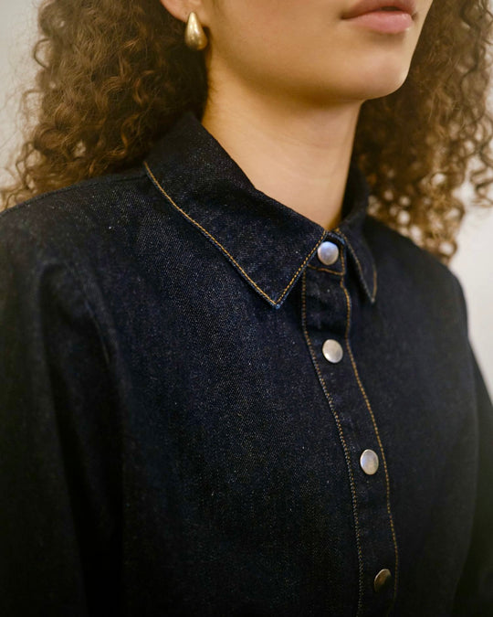 Neo Noir Rosa Denim Shirt Dark Blue