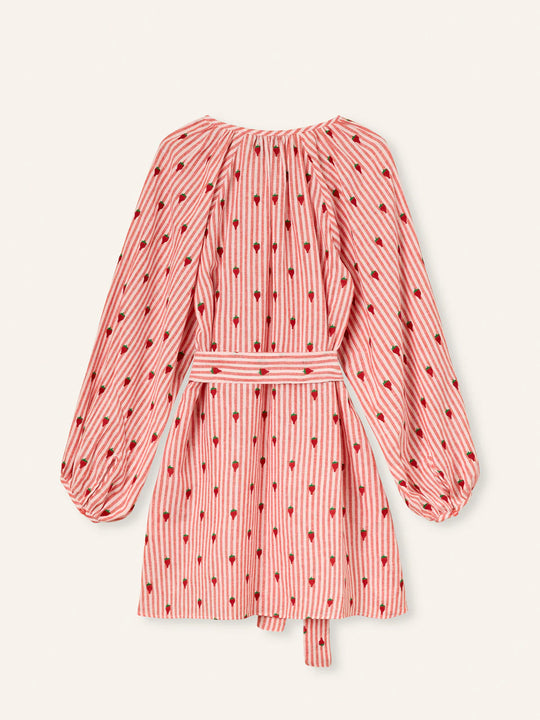 Helmstedt Nora Dress Red Stripe w Strawberry Emb