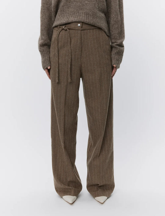 DAY Matt Graphic Wool Stripe pants wren brown