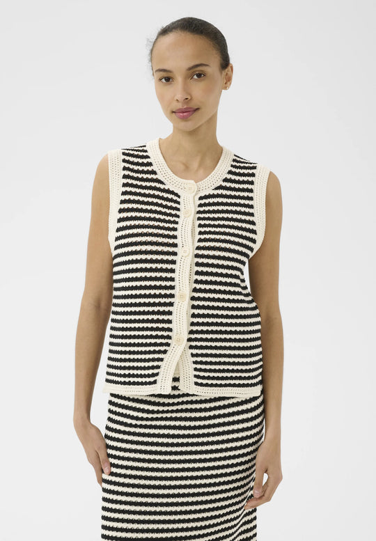 BrookiPW Waistcoat Black and White Crochet Look