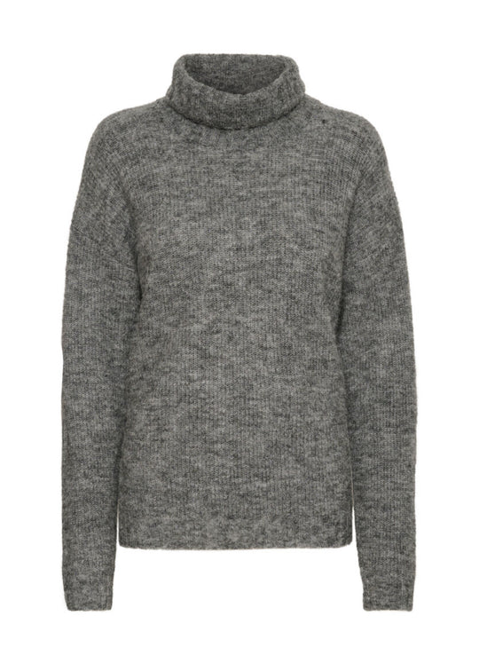 My Essential Wardrobe The Knit Rollneck Dark Grey Melange