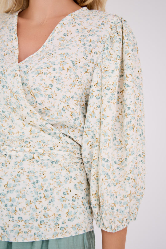 A-view Rebekka print blouse Pale Mint/Off White