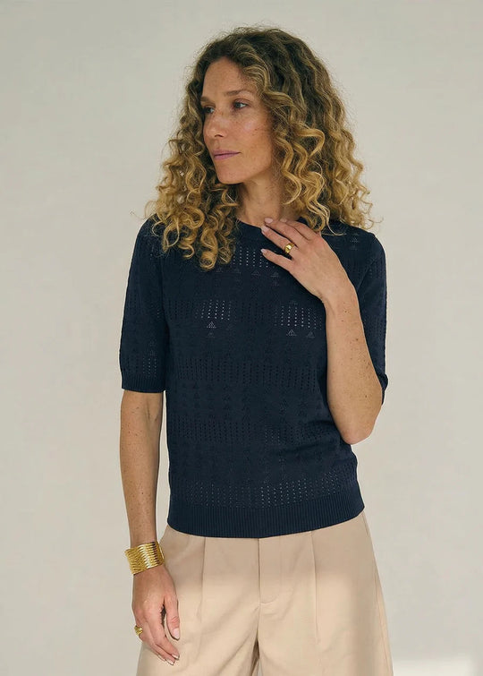 La Rouge Alma knit Blouse Navy