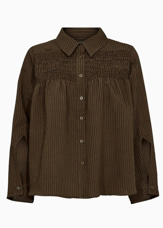 Pieszak PD-Cassandra New Pintuck Velvet Shirt coffee (brun)