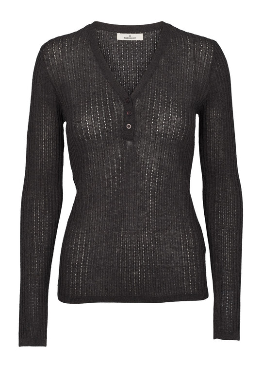 Basic Apparel Adi LS V-neck Dark Grey Mel.