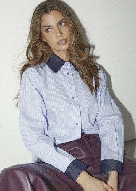 Co’Couture Nelsoncc Stripe Shirt Pale Blue